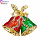 Fashion Chain Jewelry Christmas Bells Rhinestone Brooch Jewelry